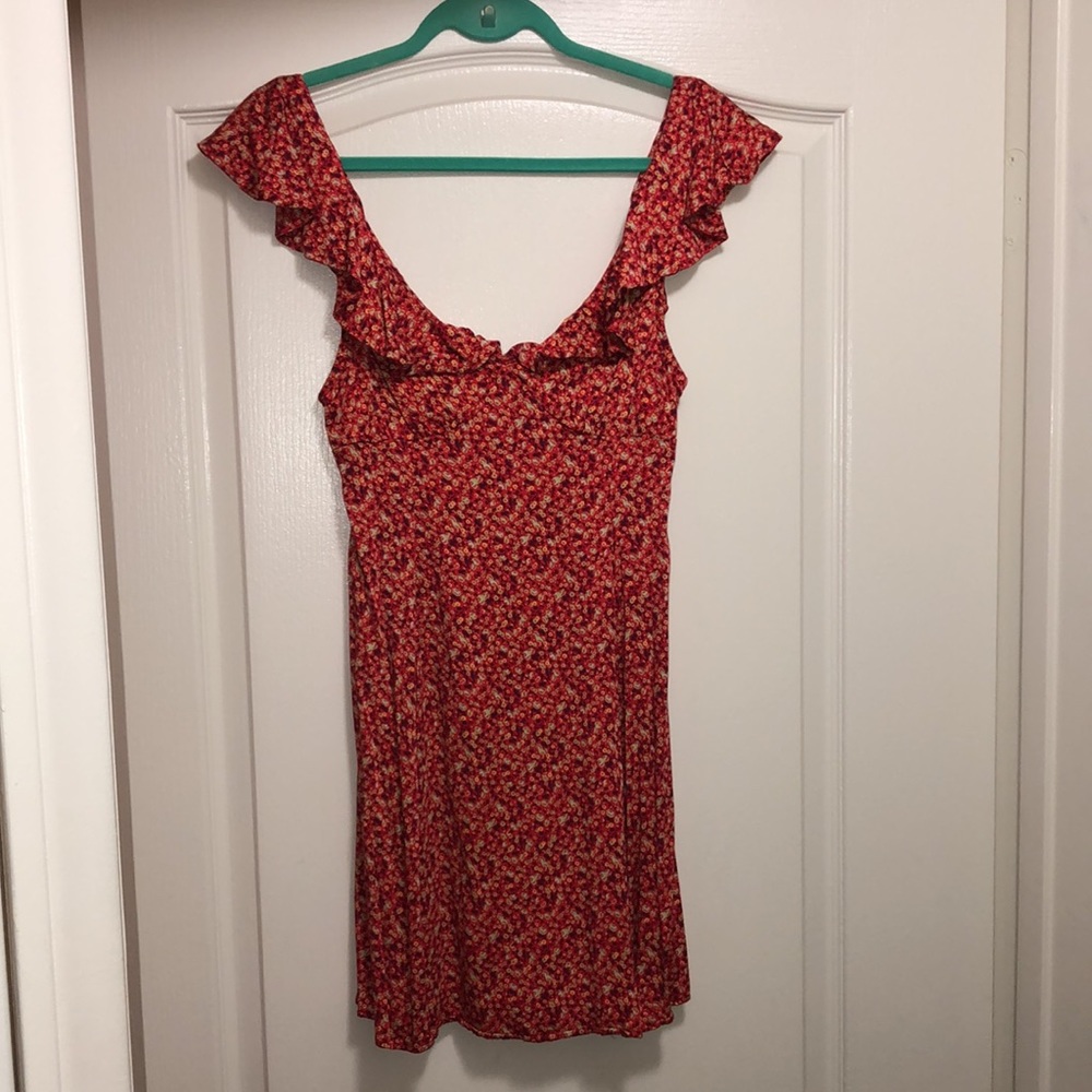 Mini Dress -Red with small flowers - size small